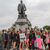 Test Town finalists Dunfermline at Andrew Carnegie statue. Pittencrieff Park